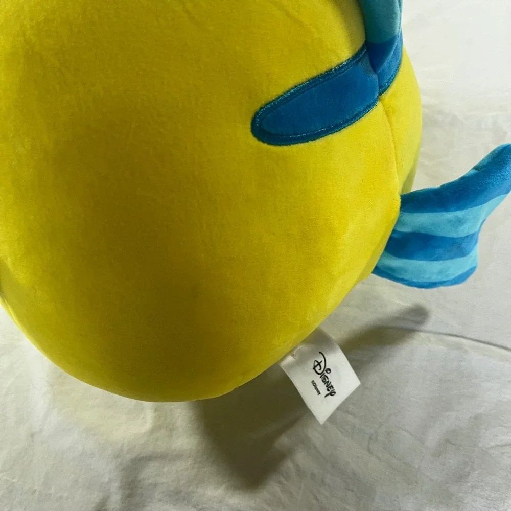 Disney Squishmallow FLOUNDER Fish Little Mermaid Yellow Blue Plush Animal